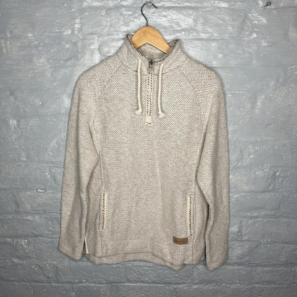 Weird Fish Macaroni Women’s Beige 1/4 Zip Pullover Top Jumper Size 12 - Picture 1 of 11